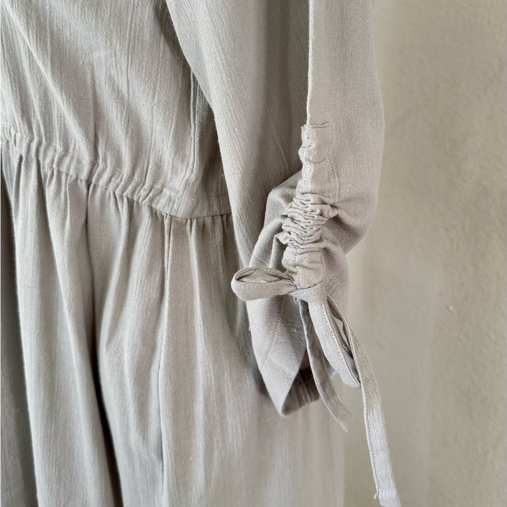 Organic Cotton Boho Duster Cardigan, Light Gray Long Bohemian Kimono Jacket S/M - Picture 9 of 10